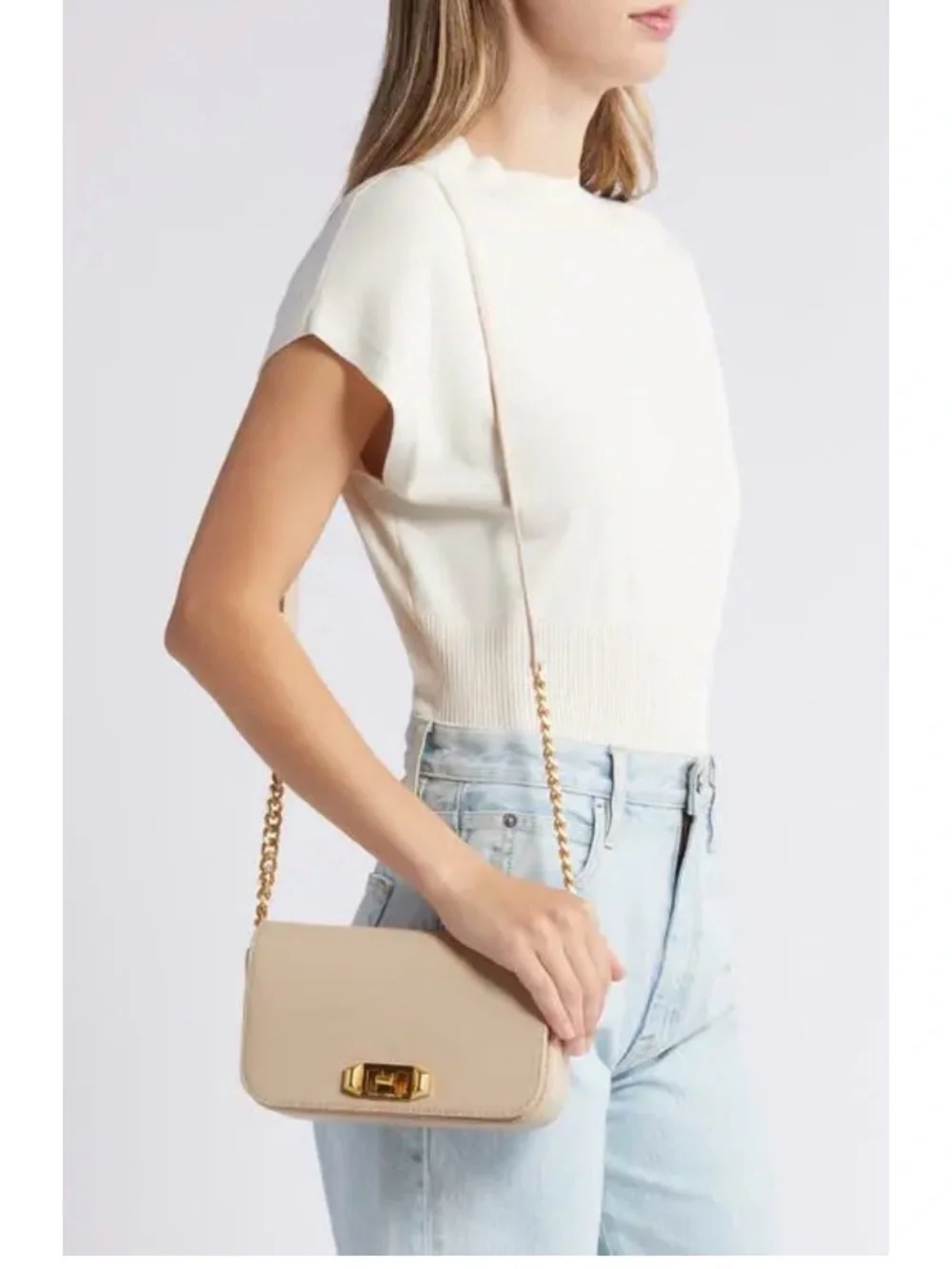 Rebecca Minkoff Cream Crossbody with Gold-Tone Hardware